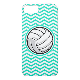 Coque iPhone 7 Volley-ball ; Aqua Green Chevron