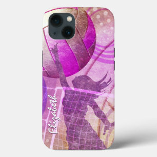Coques Pour iPhone Volley-ball féminin rose et violet