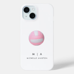 Coque Pour iPhone 15 Volley-ball rose personnalisé