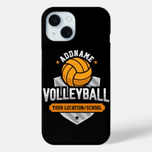 Coque Pour iPhone 15 Volleyball AJOUTER TEXTE École Varsity Team Joueur
