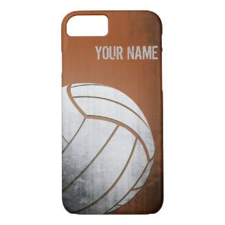 Coques Pour iPhone Volleyball avec la nuance grunge d'orange d'effet