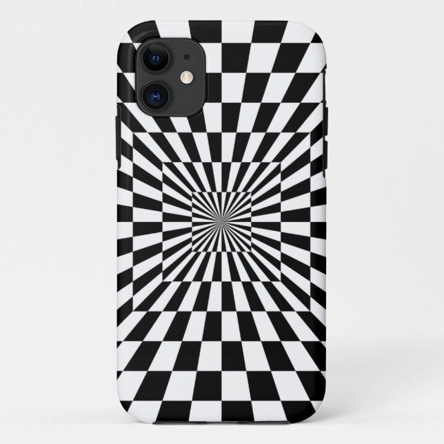 Coques Case-Mate iPhone Vortex À damiers noir et blanc | Personnalisé (Dos)