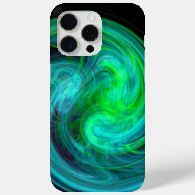 Coques Case-Mate iPhone VORTEX CLAIR, Vagues Fractales Vert Bleu Abstrait (Verso)
