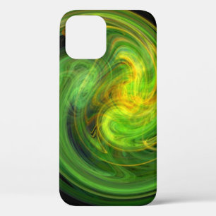 Coque iPhone 12 VORTEX LÉGER / Abstrait vert jaune vif