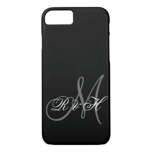 COQUE Case-Mate POUR iPhone VOS INITIALES MONOGRAMMES  GRAY NOIR SIMPLE