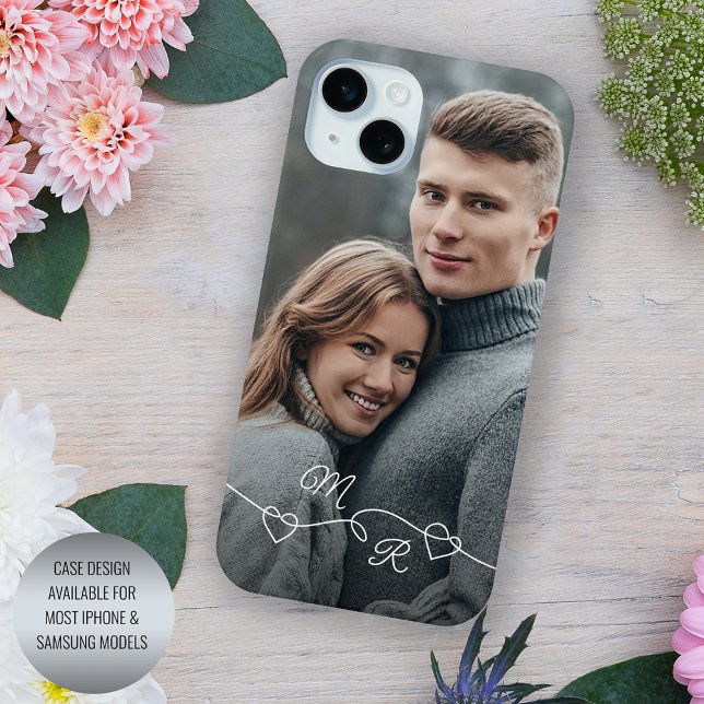 Coques Case-Mate iPhone Vos Monogrammes Et Coeurs D'Amour Interconnectés (Créateur téléchargé)