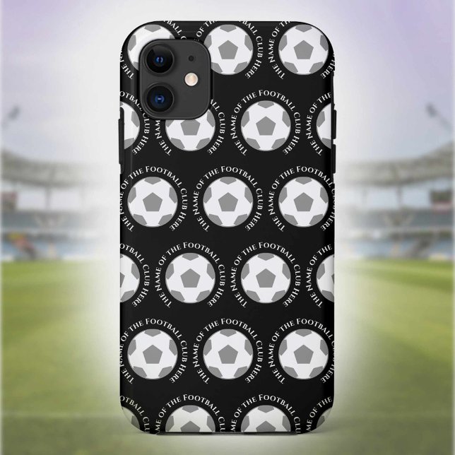 Coques Case-Mate iPhone Votre équipe de football en noir et blanc (Créateur téléchargé)