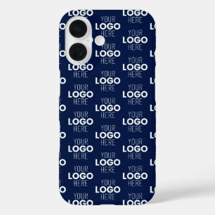 Coque Pour iPhone 16 Votre logo ou motif répétitif d'image   Bleu marin