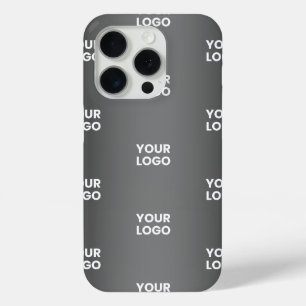 Coque iPhone 15 Pro Votre logo simple répétitif   Dégradé noir et gris