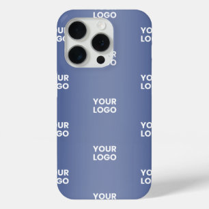 Coque iPhone 15 Pro Votre logo Simple Répétition Logo Marine Blue Grad
