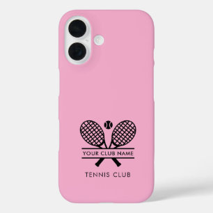 Coque Pour iPhone 16 Votre nom Club Tennis Team Pink Custom
