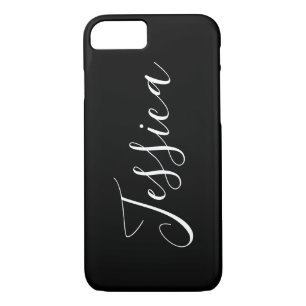 Case-Mate iPhone Case Votre nom   Élégant script blanc sur noir