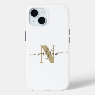 Coque Pour iPhone 15 Votre nom et initiale personnalisent