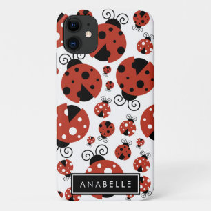 Case-Mate iPhone Case Votre nom - Ladybugs, Ladybirds - Red Black