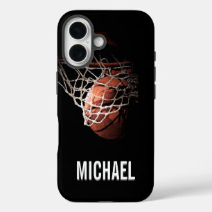 Coque Pour iPhone 16 Votre nom personnalisable Basketball Artwork