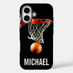 Coque Pour iPhone 16 Votre nom personnalisable Basketball Artwork