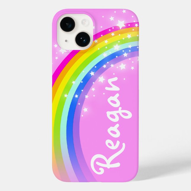 Coques Case-Mate iPhone Votre nom rainbow rose sky stars (Verso)