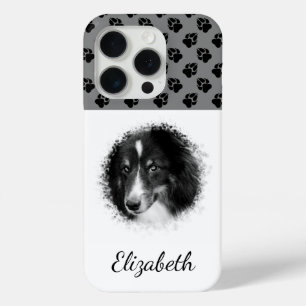Coque iPhone 15 Pro Votre photo d'animal de compagnie & pattes noires