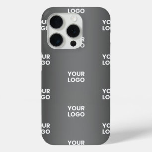 Coque iPhone 15 Pro Votre simple logo répétitif   Gradient noir et gri