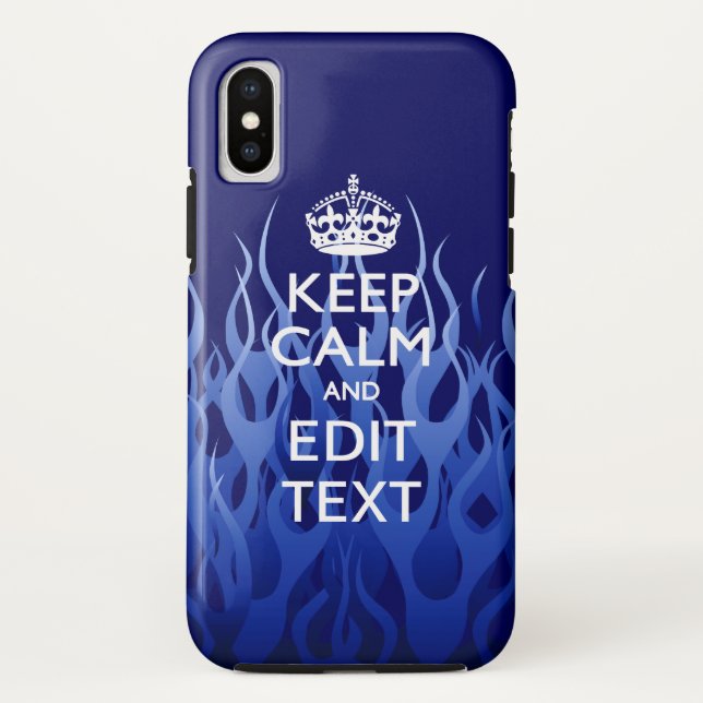 Coques Case-Mate iPhone Votre texte sur Garder le calme sur Blue Racing Fl (Dos)