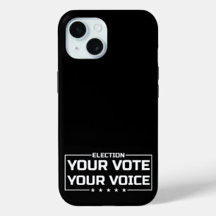 Coque Pour iPhone 15 Votre vote Votre police blanche de voix