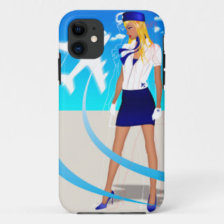 Coque iPhone 11 Voyage d'avion du steward (hôtesse de l'air) PNC