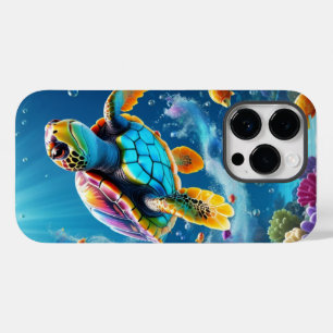 Coque Pour iPhone 14 Pro Voyage de tortue à travers un océan de gelée étinc