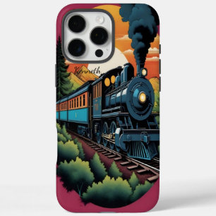 Coques iPhone 16 Pro Max Voyage du coucher de soleil du moteur à vapeur