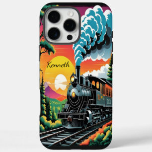 Coques iPhone 16 Pro Max Voyage du coucher de soleil du moteur à vapeur