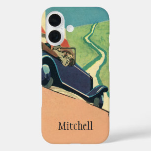 Coque Pour iPhone 16 Voyage en voiture décapotable vintage à la campagn
