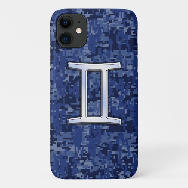 Coques Case-Mate iPhone Voyage Gemini : Camouflage numérique bleu marine (Dos)