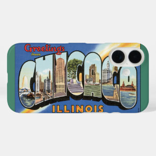 Coques iPhone 16 Voyage Vintage, Salutations de Chicago Illinois