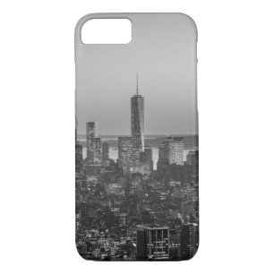 Coque iPhone 7 Vue aérienne en noir et blanc de New York City Nig