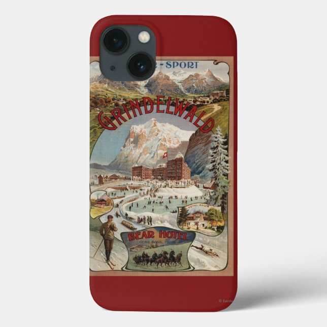 Coques Case-Mate iPhone Vue de l'affiche promotionnelle d'hôtel d'ours (Verso)