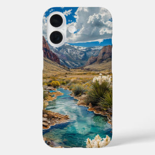 Coque Pour iPhone 16 Vue panoramique sur la montagne de la nature calme