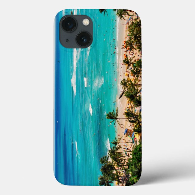 Coques Case-Mate iPhone Vue surélevée de la scène de Waikiki Beach, Honolu (Verso)