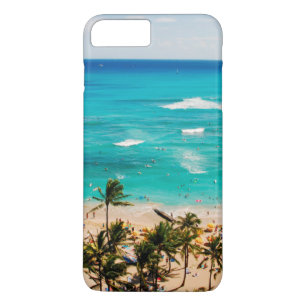 Coque iPhone 8 Plus/7 Plus Vue surélevée de la scène de Waikiki Beach, Honolu