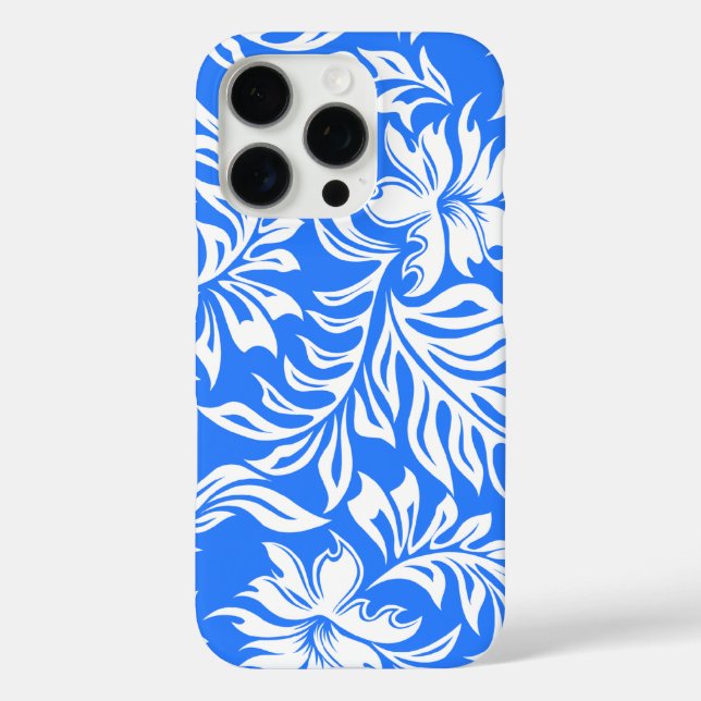 Coques Case-Mate iPhone Waikiki Hibiscus Pareau hawaïen bleu floral (Verso)