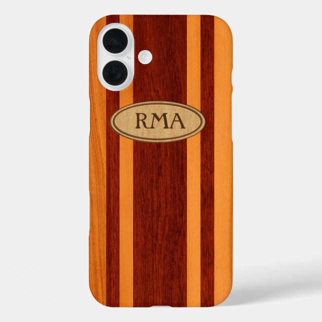 Coques Case-Mate iPhone Waikokos Hawaiian Faux Wood Surboard Monogramme (Verso)