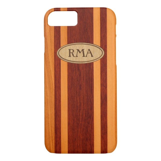Coques Case-Mate iPhone Waikokos Hawaiian Faux Wood Surboard Monogramme (Dos)