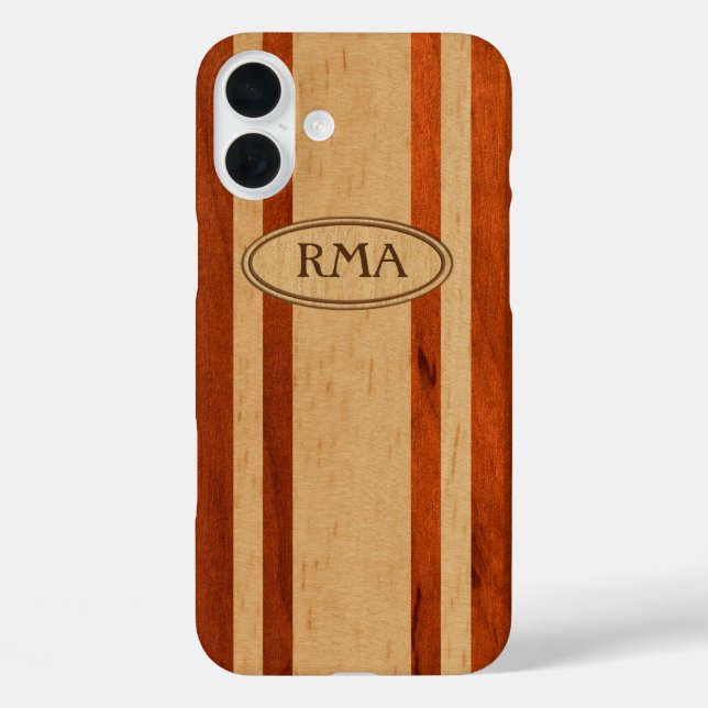Coques Case-Mate iPhone Waikokos Hawaiian Faux Wood Surboard Monogramme (Verso)