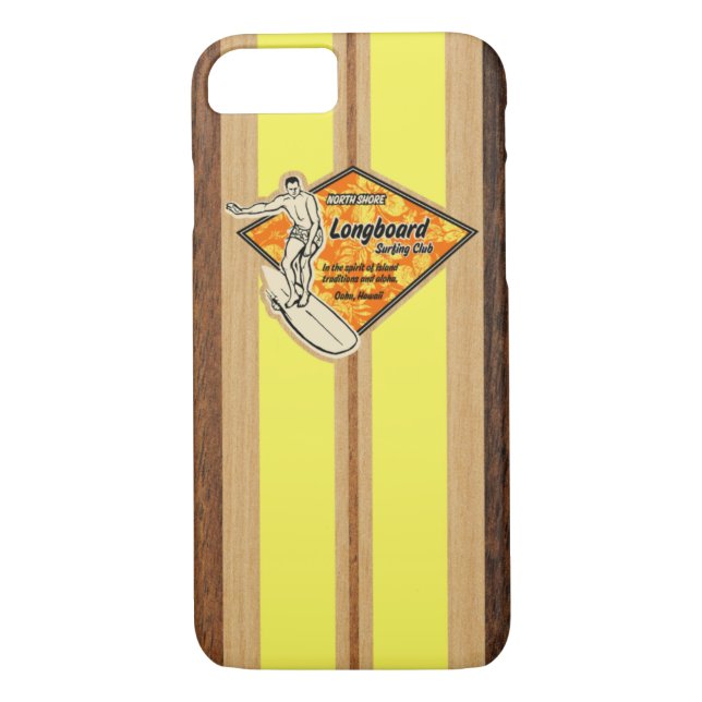 Coques Case-Mate iPhone Waimea Surf board Hawaiian Faux Wood (Dos)