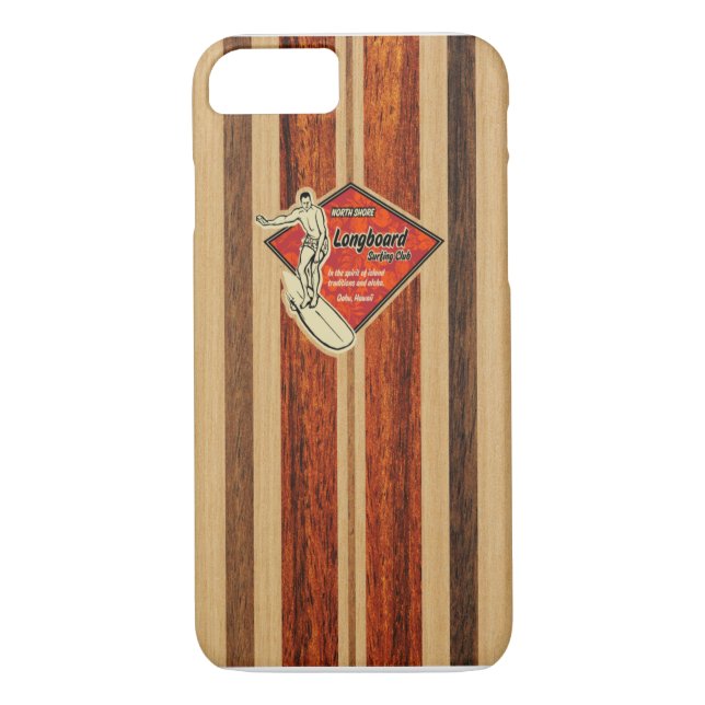 Coques Case-Mate iPhone Waimea Surf board Hawaiian Faux Wood (Dos)