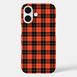 Coque Pour iPhone 16 Wallace Tartan Orange et Noir Plaid