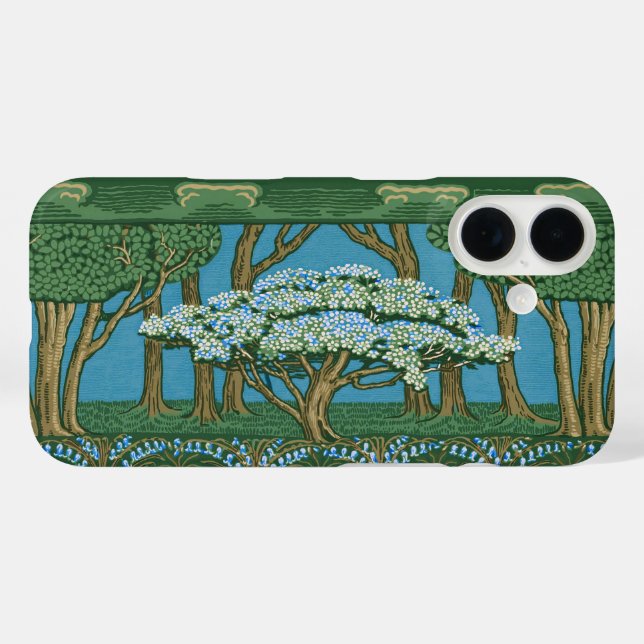 Coques Case-Mate iPhone Walter Crane May Tree Wallpaper Green Blue (Verso (horizontal))
