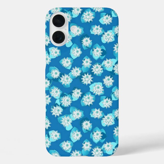 Coques Case-Mate iPhone Water Lily motif, turquoise, bleu et blanc (Verso)