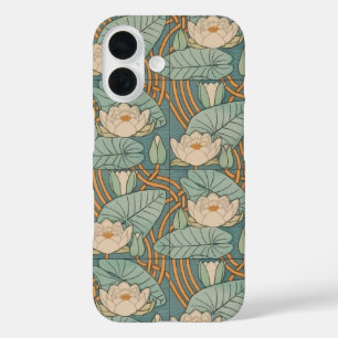 Coque Pour iPhone 16 Water Lys Lily Art Nouveau Nature