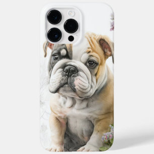 COQUE POUR POUR iPhone 14 PRO MAX WATERCOLOR ANGLAIS BULLDOG PUPPING CHIEN