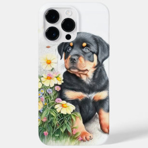 COQUE POUR POUR iPhone 14 PRO MAX WATERCOLOR BLACK TAN ROTWEILLER PUPPY DOG