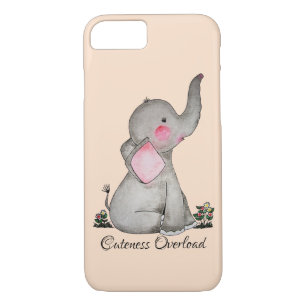 Etui iPhone Case-Mate Watercolor Cute Baby Elephant With Blush & Flowers